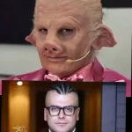 گریم سنگین چهره خوک به روی صورت روزبه حصاری