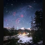 عکس روز ناسا؛ بارش شهابی جوزایی در دل کوه‌های برفی